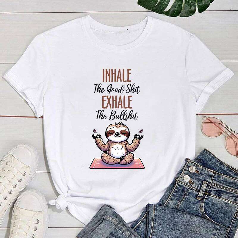 yogo shirt Funny Yogo Sloth Letter Print T-Shirt Womans Casual Summer Cool T Shirt Plus Size Tops Tees Z260314