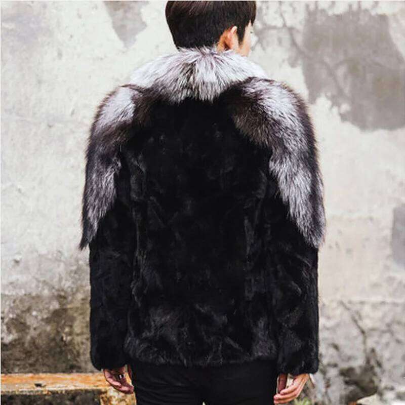 Men's fur coat imitation mink long casual winter warm jacket Z260313