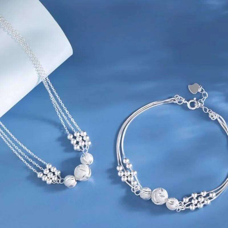 925 Sterling Silver Ball Necklace Bracelet for Woman Luxury Original Multi Layer Beads Set Party Exquisite Jewelry Z260313