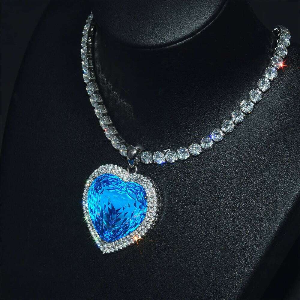 of the Ocean Forever Necklaces Heart Green/Blue Crystal Charm Choker Pendant For Women Girls Valentine's Day Gifts H260312