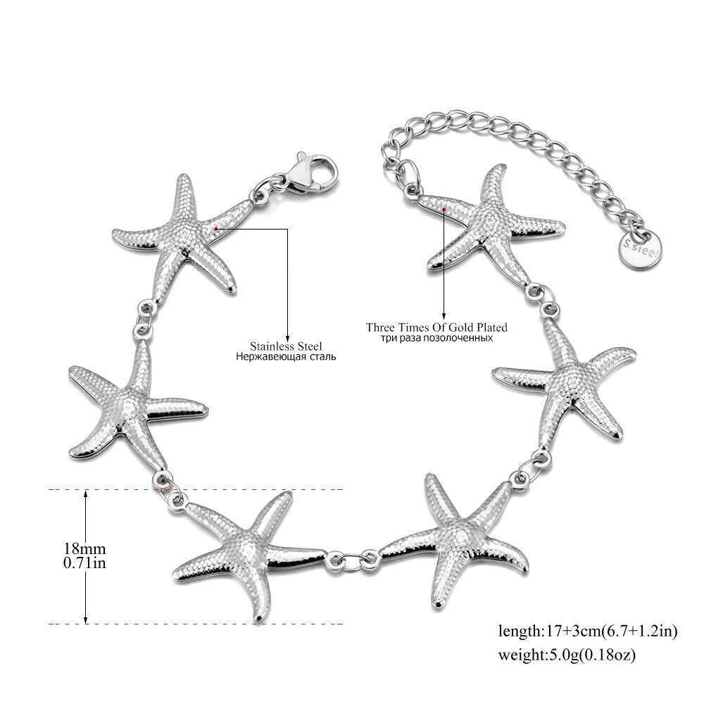 Stainless Steel Fashion Ocean Style Metal Starfish Chain Bracelet Waterproof Accessories Holiday Jewelry for Women Drop Shipping Z260313
