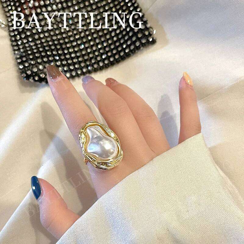 Charm 925 Sterling Silver/Gold Elegant Pearl Open Ring For Women Fashion Birthday Party Gift Jewelry Christmas H260312