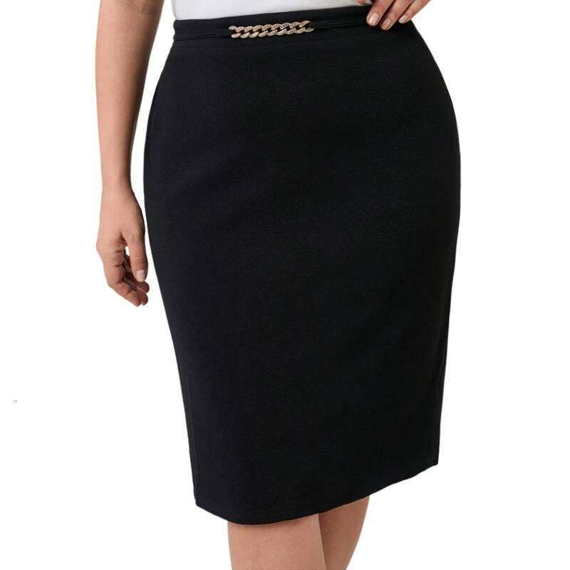 Plus Size 1XL-5XL Women's Elastic Mid Slimming-fit High Waisted Trendy Knee Length Ladies Clothing Tight Skirt Z260314