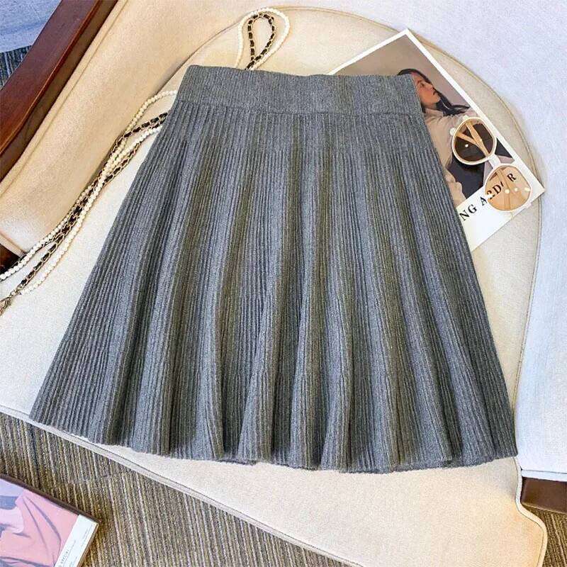 women's Basic Knit mini College Style Cute Student Pleated short Skirts Woman Solid Color All-Match High Waisted Skirt Z260314