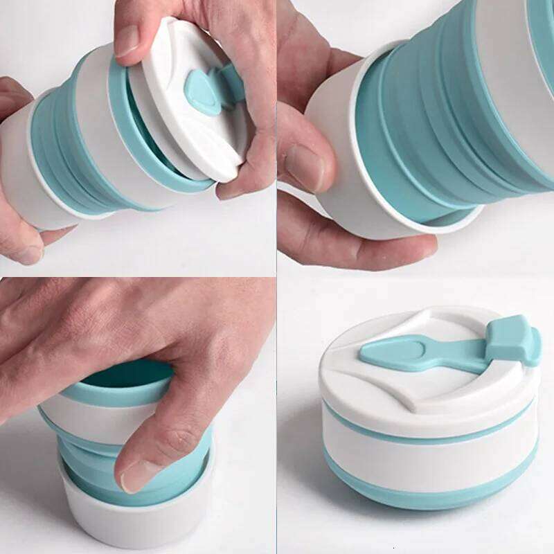 350ML/500ML Creative Portable Silicone Folding Coffee Travel Outdoors Business With Lid Water Mini Cup Z260313