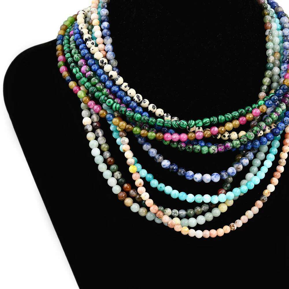 Yumfeel Bohemian Colorful Natural Stone 4mm Round Beads Necklaces Women Summer Friendship Neck Jewelry Fashion Vacation Chokers H260312