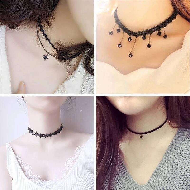 Korean Fashion Velvet Choker for Women Vintage Sexy Lace Necklace with Pendants Gothic Girl Neck Jewelry Accessories H260312