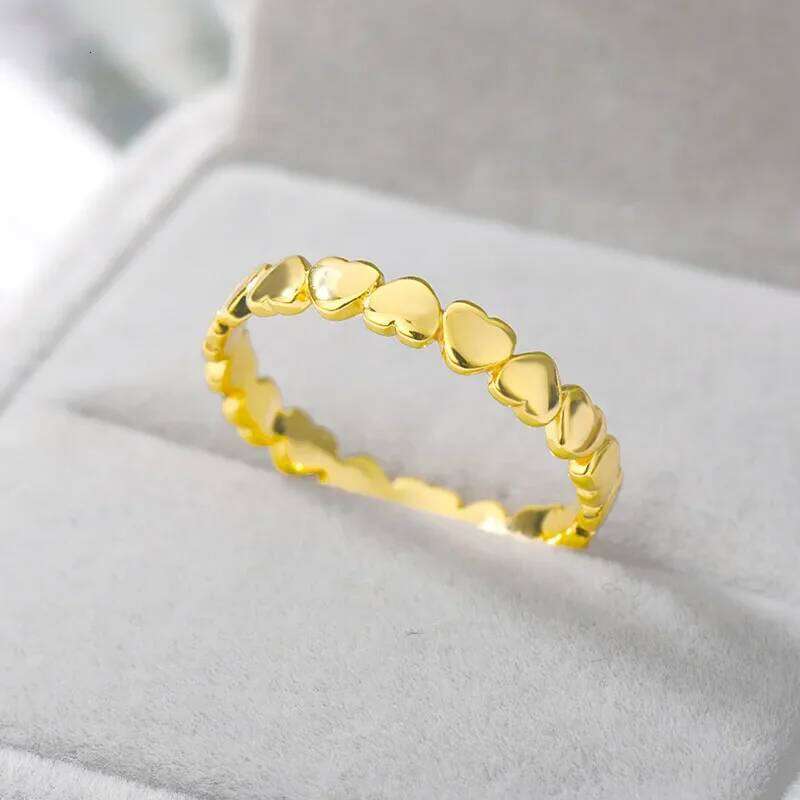 Cute Simple Heart for Women Men Stainless Steel Gold Color Finger Rings Couple Wedding Jewelry Christmas 2024 Gift H260312