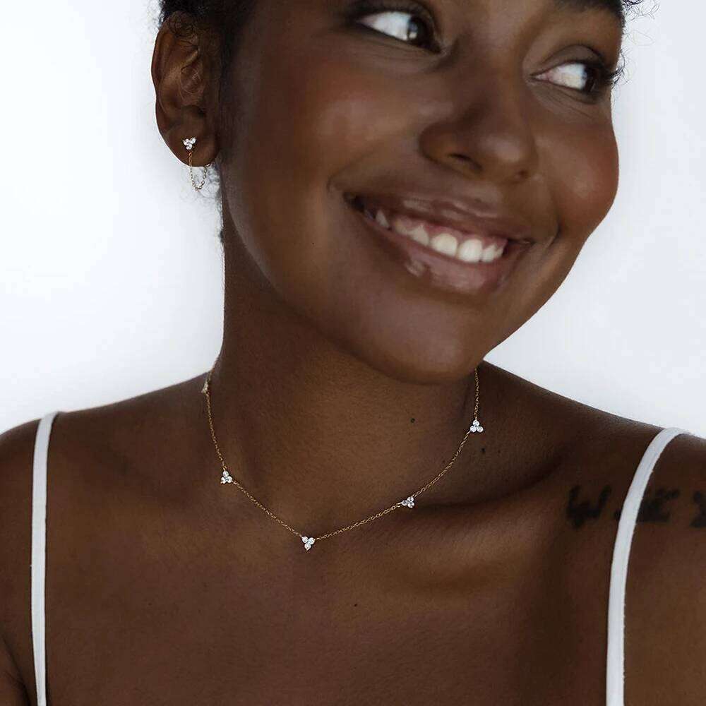 New Stainless Steel Zircon Necklaces for Women 18K Gold Plated Collar Chain Necklace Wedding Jewelry Gift H260312