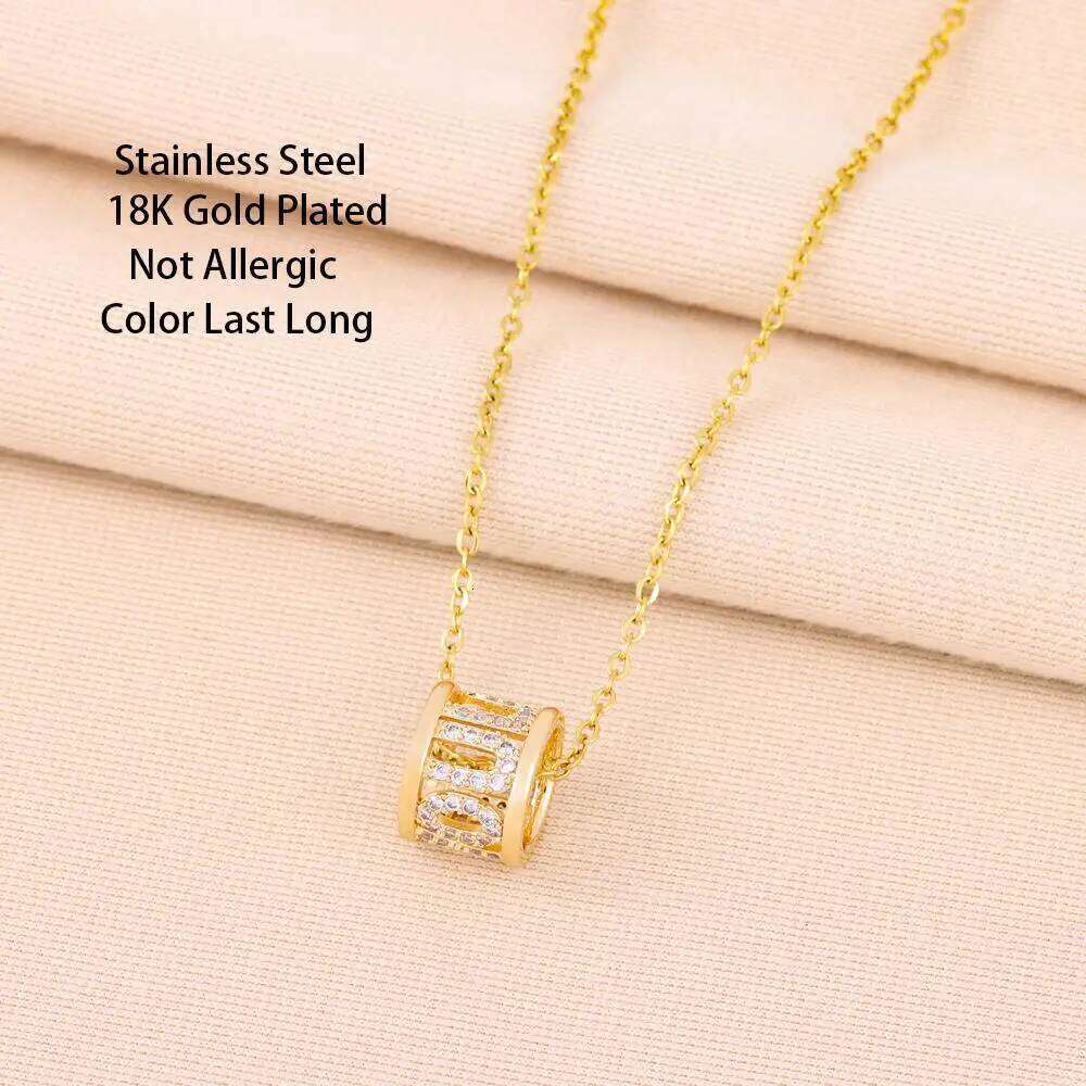 New In Sweet Sexy Geometric Cylinder Letters Pendant Stainless Steel Necklaces For Women Trendy Ladies Neck Chain Jewelry H260312