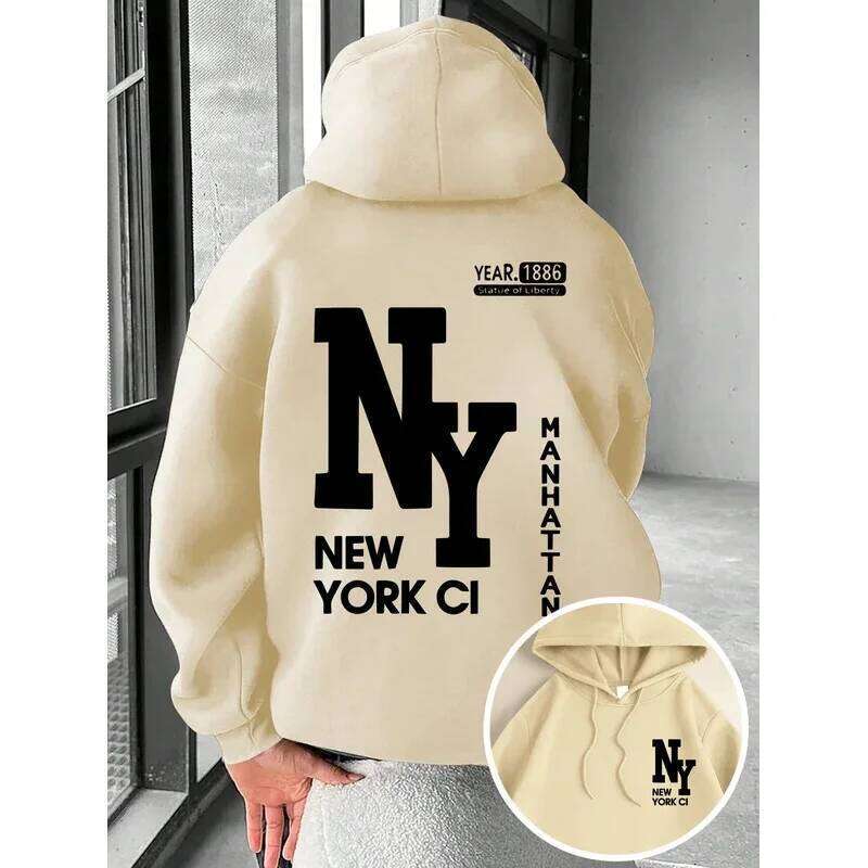Autumn/Winter New Street Trend Letter Print Men Women Hooded Sweatshirt Autumn Winter Daily Outdoor Casual Loose Warm Sportswear Z260314