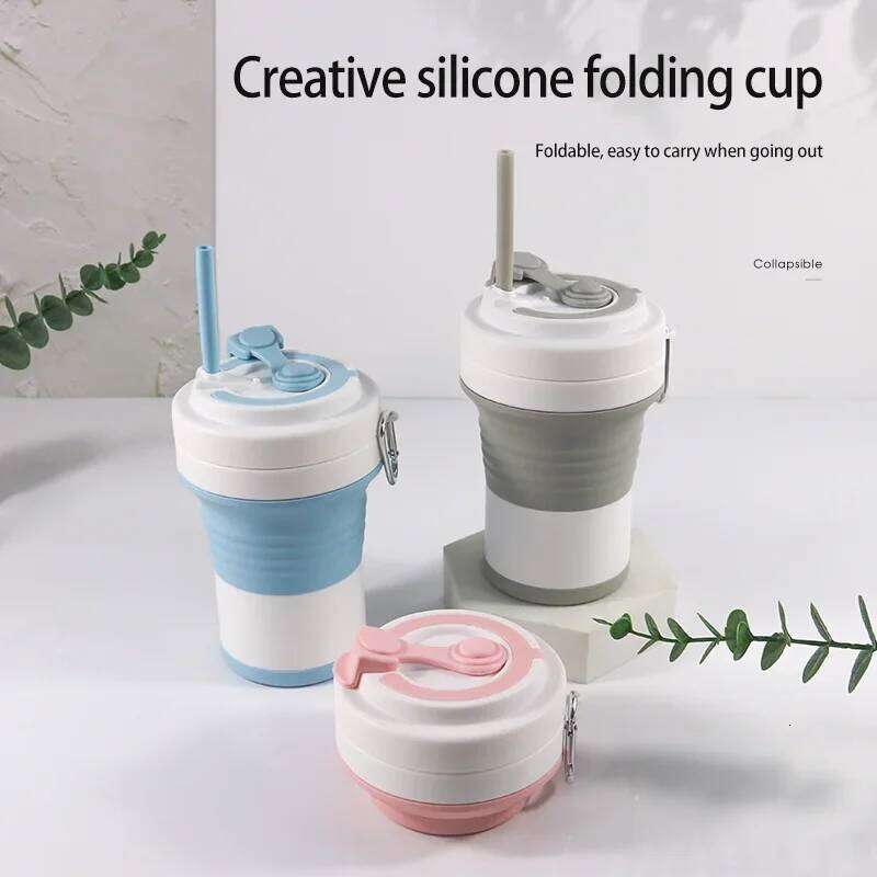 450Ml Large-Capacity Travel Convenient Silicone Sports Water Bottle Foldable Coffee and Carry-On Cup Z260313