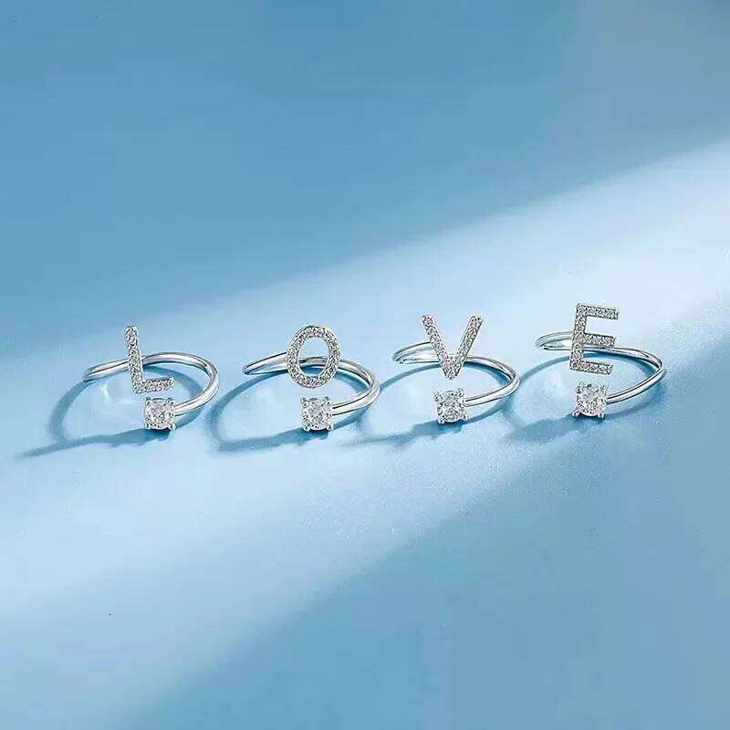 Wedding Gifts, Initials A-Z Men's And Women's Adjustable Open Ring, Fashion Jewelry Gifts For H260312