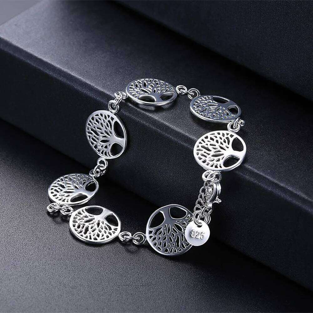 URMYLADY New wedding 925 sterling silver bracelet beautiful Tree flowers for women classic fashion jewelry wholesale 20CM Noble Z260313