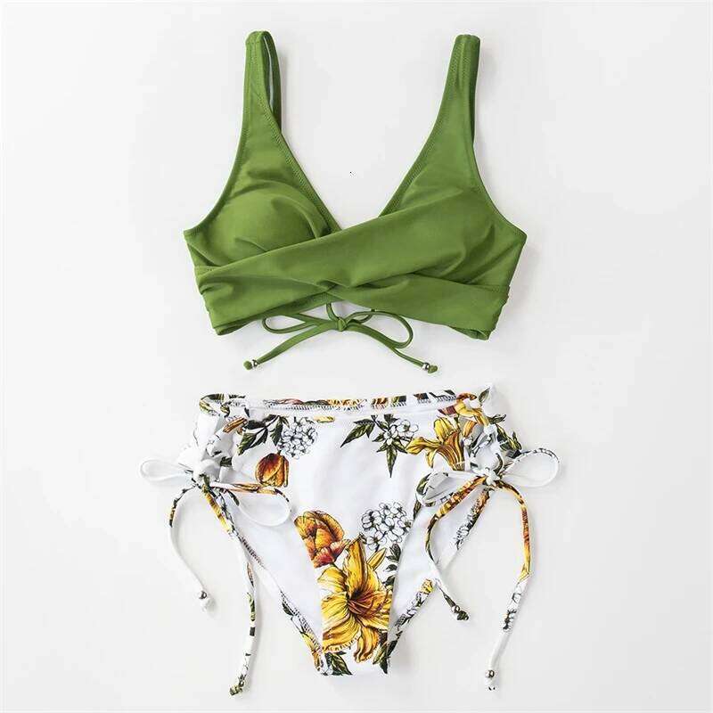 Women's Bikini Swimsuit Front Cross Lace Up Two Piece Bathing Suit Y260303
