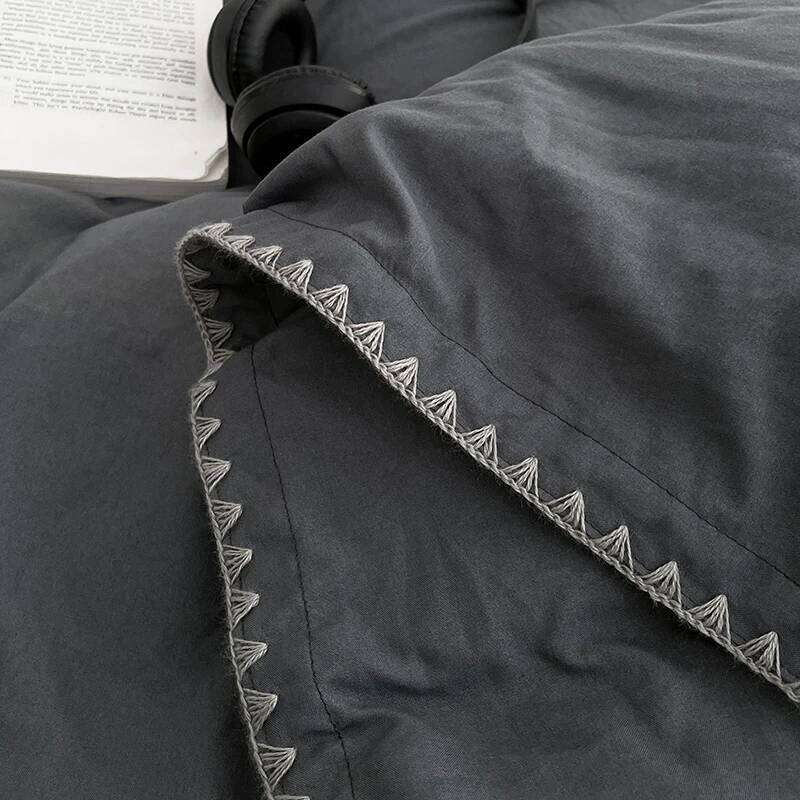 2025 Washed Cotton Linen Bedding Four Piece Sheets Comforter Set Single Full Couple Bed Quilt Cover Simple Style H260312 - view 5