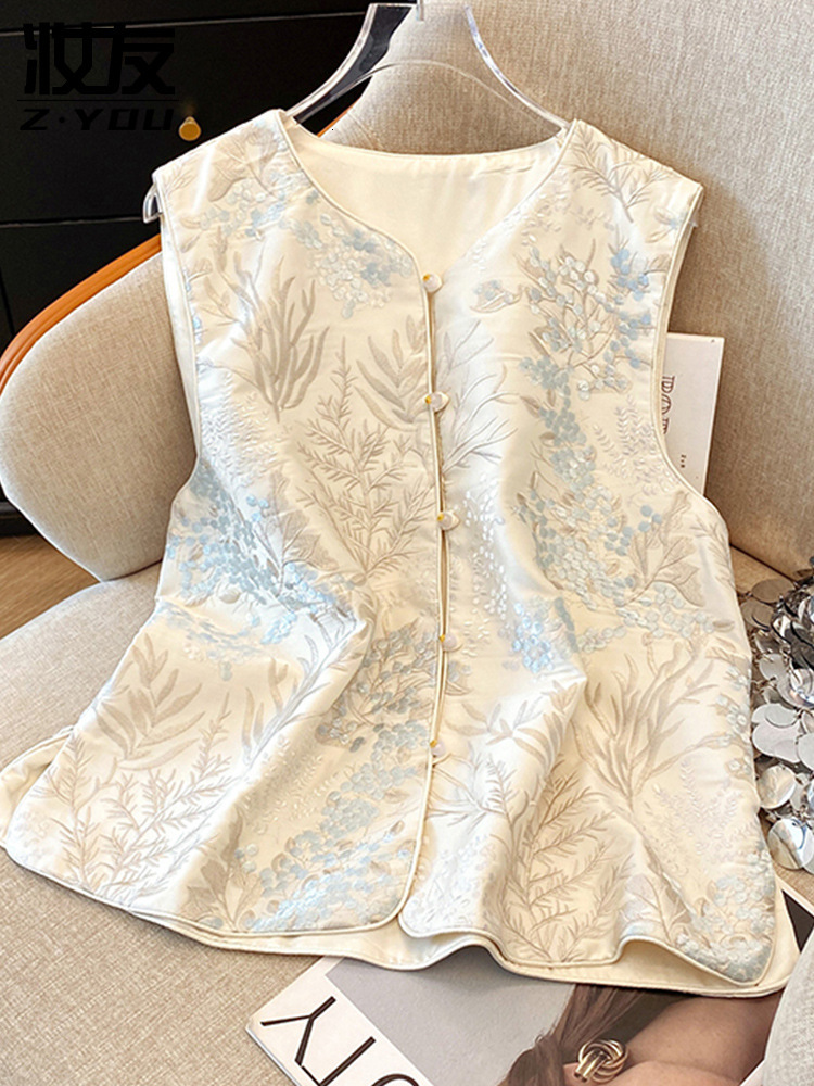 Unique and super stylish Chinese-style embroidered vest for women, young style Tang suit vest, 2025 new model