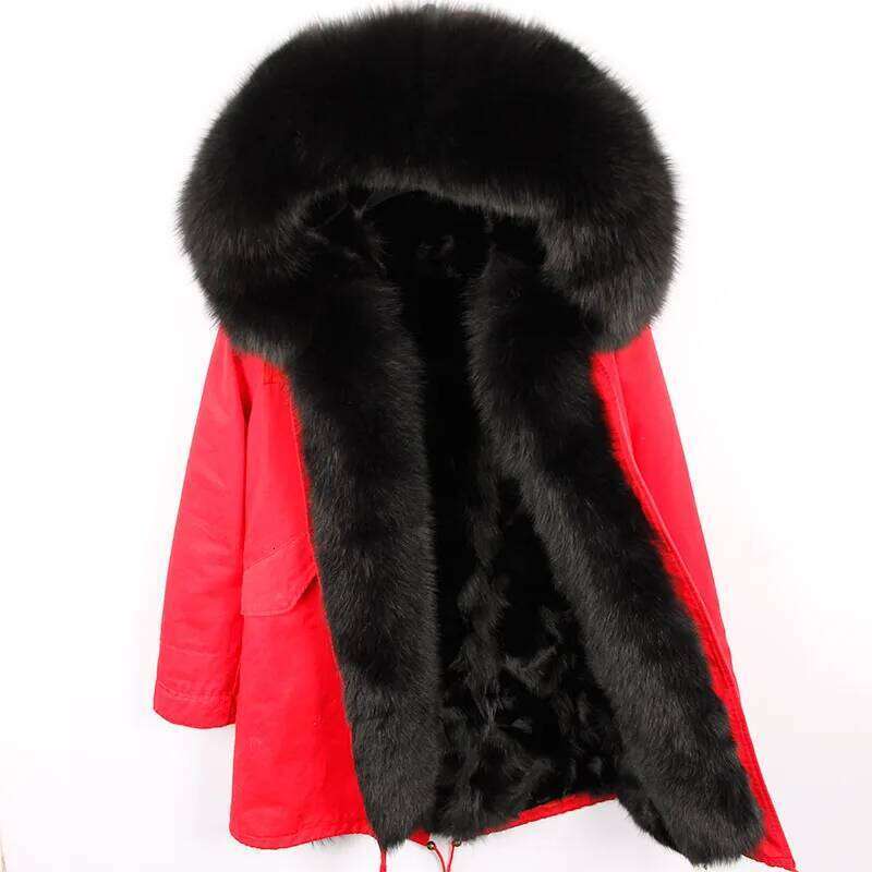 2024 MAOMAOKONG Natural Liner Long Outerwear Winter Jacket Raccoon Lining Big Real Fox Fur Collar Coat Parkas Z260313