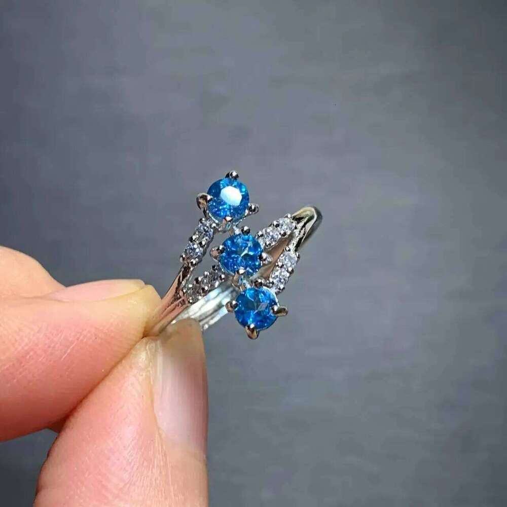 Vintage Natural Blue Topaz Ring For Women Copper Simple Fine Jewelry Stone Gemstone Classic Style H260312