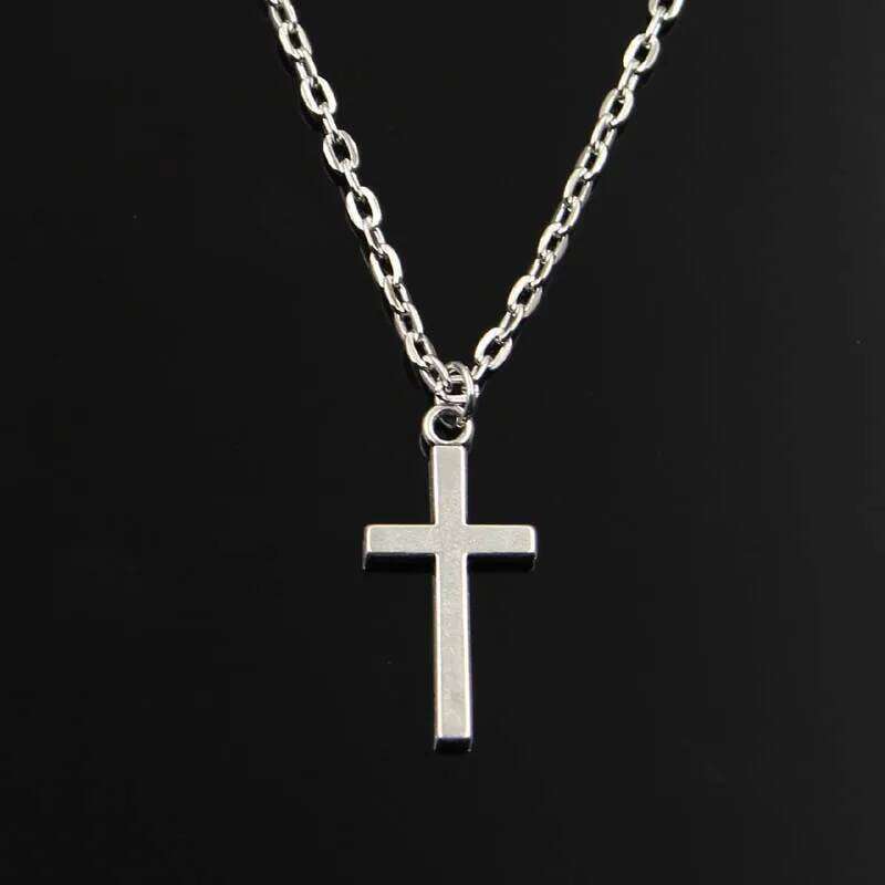 Simple Classic Fashion Double Sided Cross Antique Silver Color Pendant Girl Short Long Chain Necklaces Jewelry For Women H260312