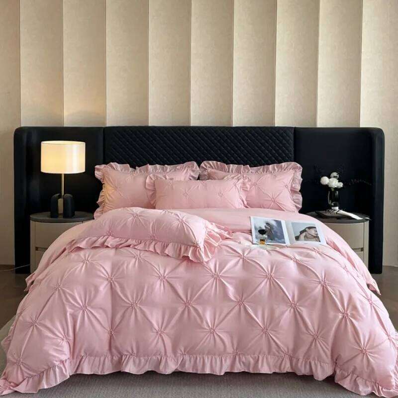 2025 new solid color princess wind-washed skin-friendly cotton twist lace craftsmanship beautiful series four-piece set H260312 - view 5