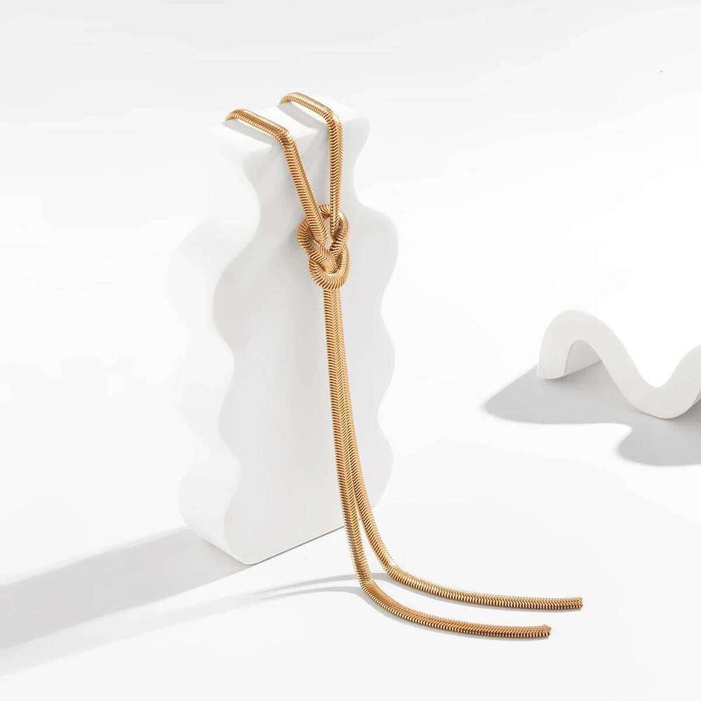 Ingemark Unique Adjustable Twisted Chunky Snake Long Chain Necklace for Women Sexy Vintage Knotted Link Grunge Chest Jewelry New H260312