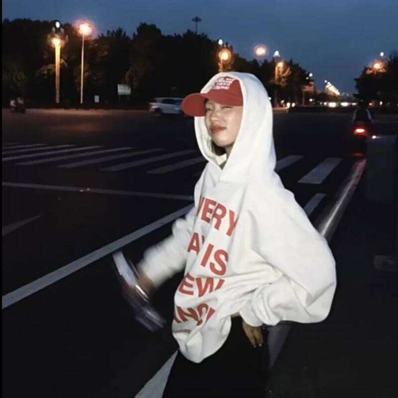 Hoodies Women All-match Letter Printed Chic Loose Fit Couples Korean Fashion Daily Autumn Outwear Students Hooded Clothing Ins Z260315