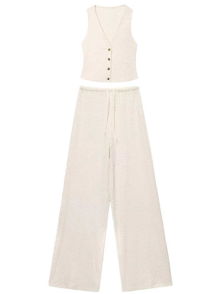 HXAO Woman Pants Sets Vest Long Pants Womens Two Pieces Set Suit Summer Female Elegant Fashion Vacation Outfits Woman M260313