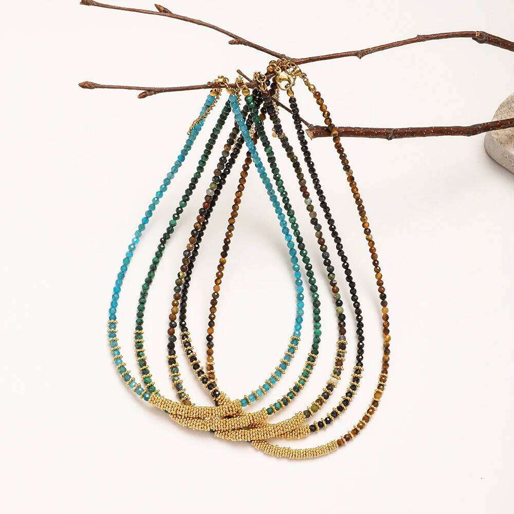 ZMZY Small Stone Beaded Necklace 2-3mm Faceted Natural Quartz Female Fashion Party Choker for Women Girl Jewelry Gift H260312