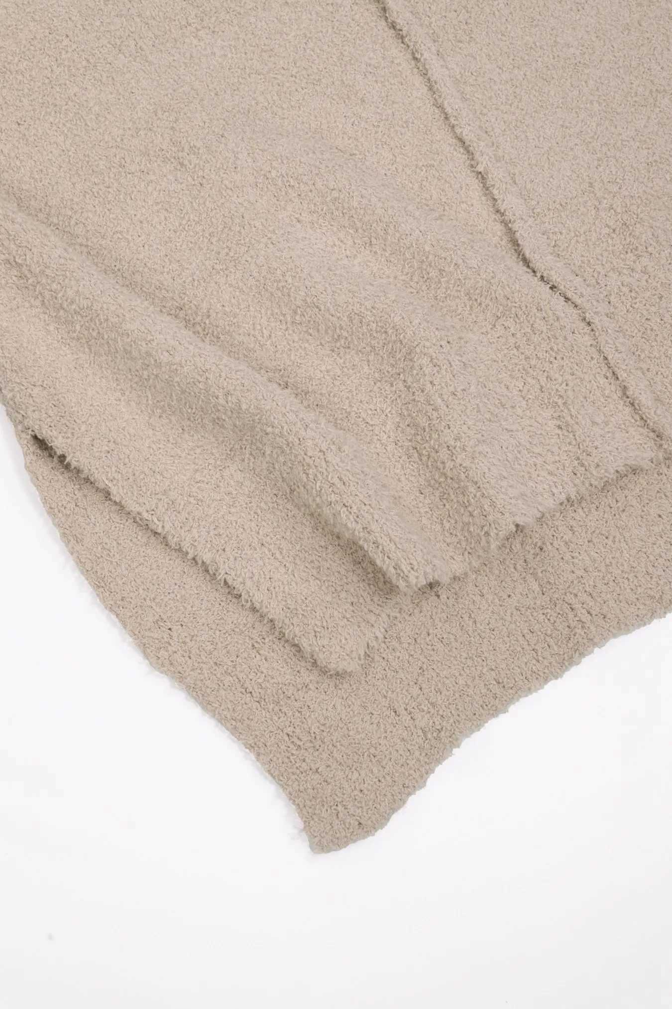 Womens Beige Oversized Knit Two-Piece Set with Half-Zip Sweater And Wide-Leg Pants Casual Loungewear M260313