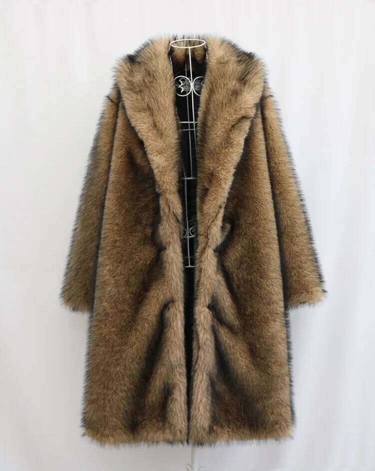 2025 Good Quality Winter Warm Faux Imitation Fox Overcoat Man Woman Outdoor Thicken Windproof Warmer Long Fur Coat Z260313