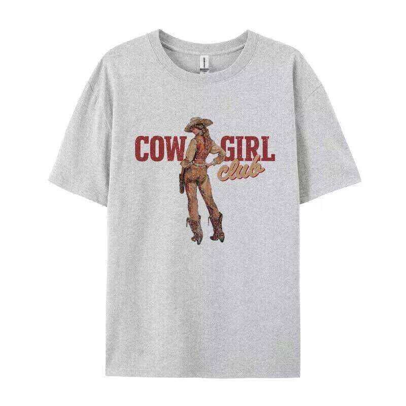 Cute Cowgirl Club T Shirt Retro Boho Western Country Graphic Tees Loose Vintage Aesthetic Rodeo T-Shirts Women Fashion Clothing Z260314