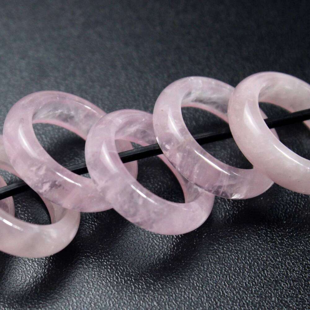 Natural Stone Gemstone Circle Ring Healing Pink Quartz Rock Crystal Rings for Making DIY Pendant Necklace Jewelry Man Women H260312