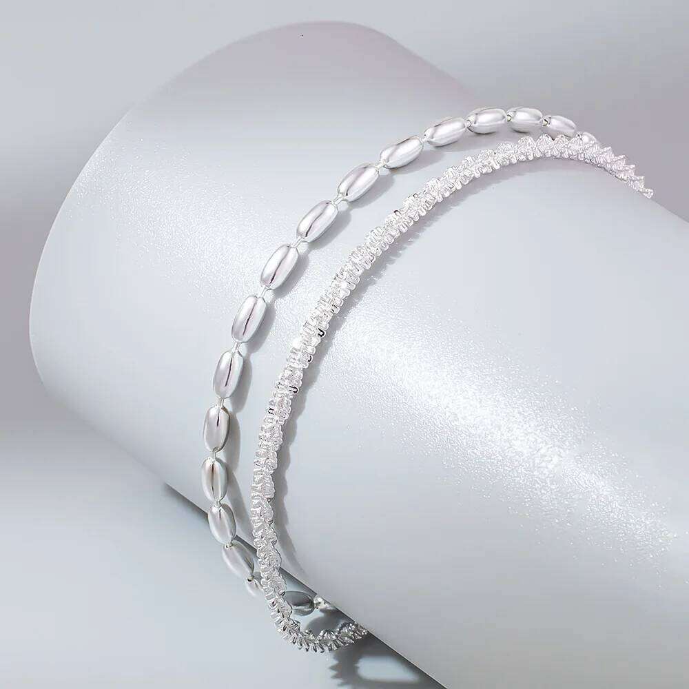 New 925 Sterling Silver Sparking Starry Sky Bracelets For Women Girls Vintage Double Layer Chain Bracelet Party Jewelry Z260313