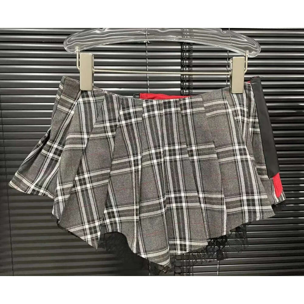 FLARORA Fashion Y2k Patchwork Plaid Design Skirts Woman High Waist Zip Pocket Mini Pleated Skirt Trendy Female Street Bottoms Z260314