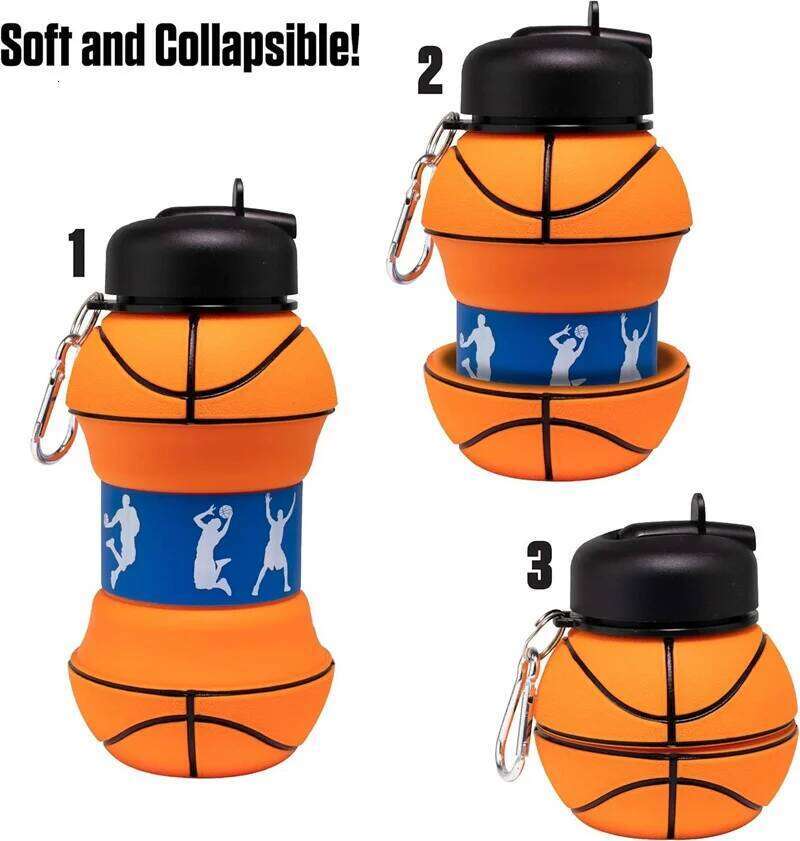 Fold Camping Cups Mug Outdoor Sports Basketball Football Tennis Golf School Leakproof Portable Kids Water Bottle Z260313