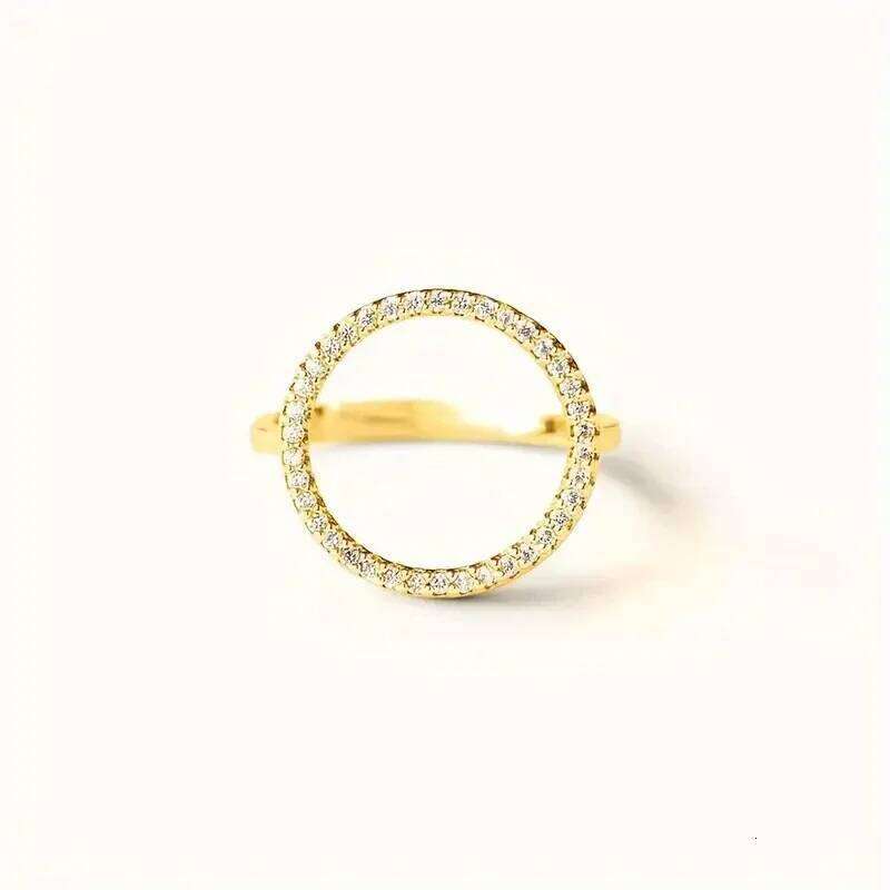 Huitan Trendy Circle Design Rings with Sparkling Cubic Zirconia Female Simple Stylish Finger Accessories Delicate Party Jewelry H260312