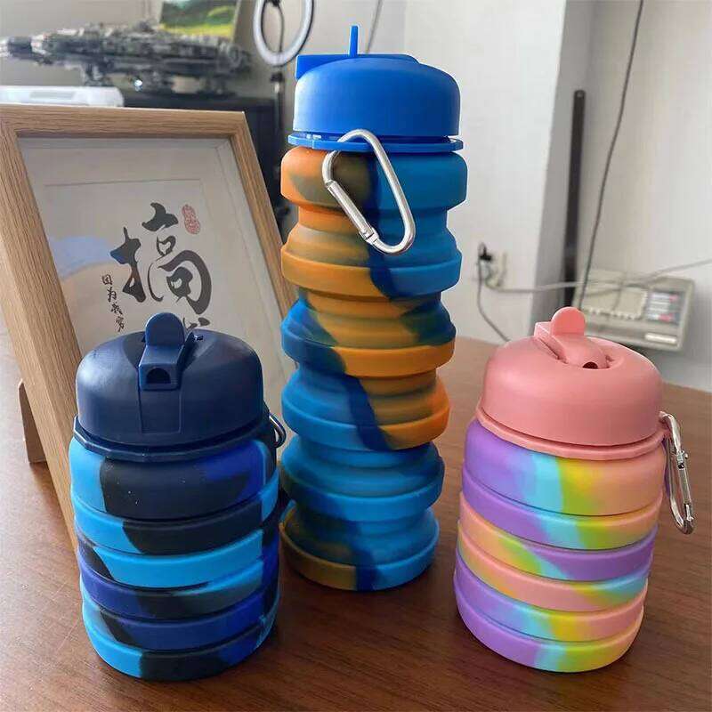 Food Grade Silicone Folding Water Outdoor Portable Telescopic Drinking Cup Creative Colorful Sports Cycling Kettle Z260314