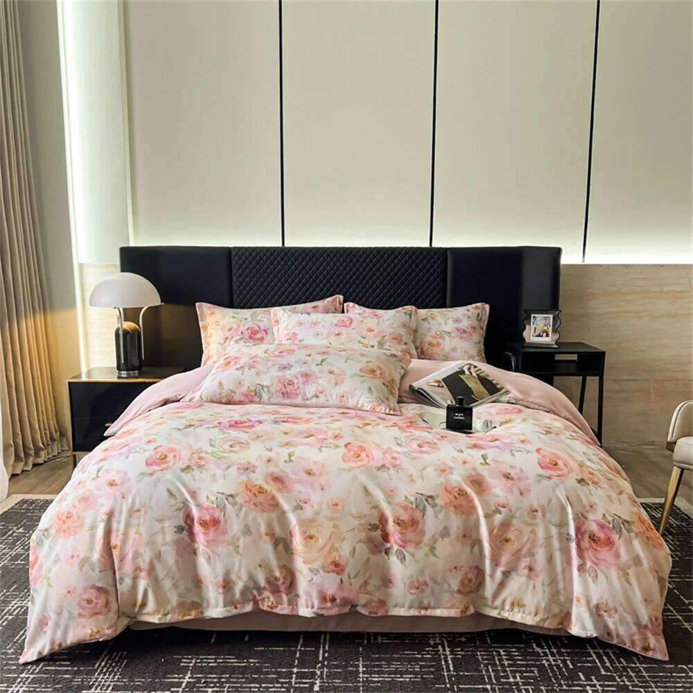 Flower Printed Bedding Soft Bedroom Decor Comforter Duvet Cover Pillowcase Bed Sheet Washed Cotton Four Piece Set H260311 H260312 - view 4