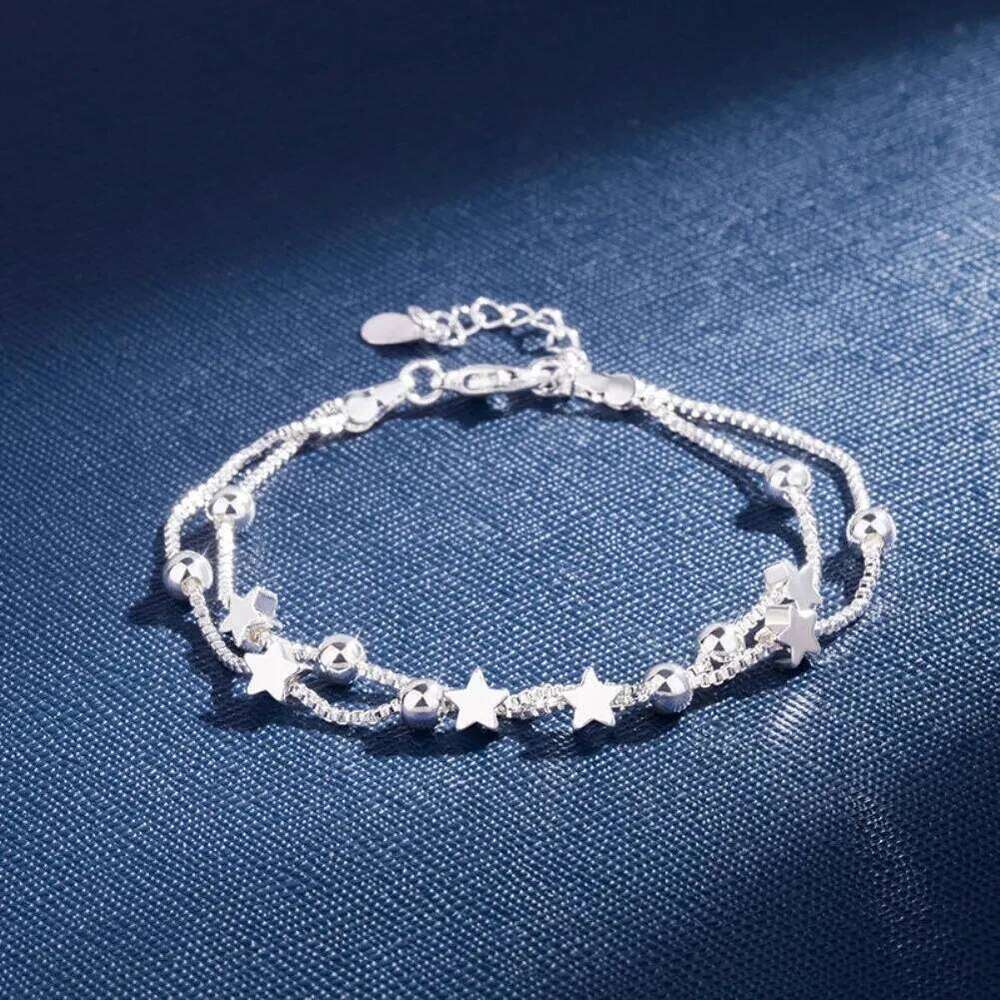 NEW Fine Original luxury 925 sterling silver charm chain Bracelets for women party Wedding engagement Jewelry gifts 20cm Z260313