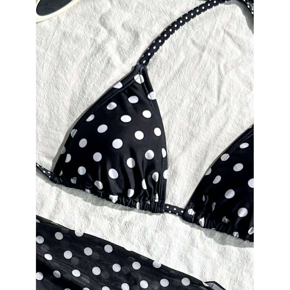 Black and white polka dot bikini set 26H0313