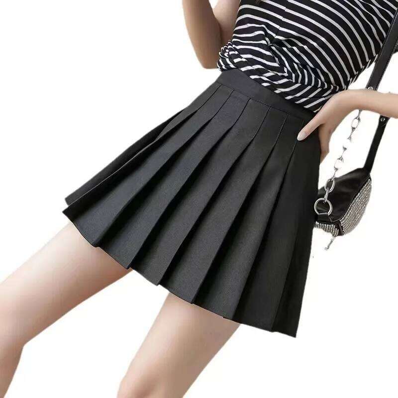 Skirt Vintage Dark Grey Mini Women Ruffles Pleated Sexy Shorts Skirts Female Fashion 2024 Streetwear Mujer Faldas Z260314