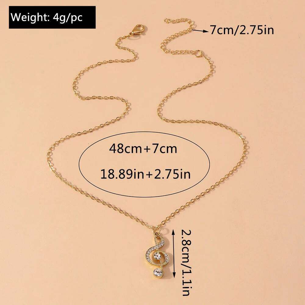 Aihua Gold Silver Color Delicate Crystal Music Note Necklaces for Women Girls Korean Musical Pendant Necklace Jewelry Gifts H260312