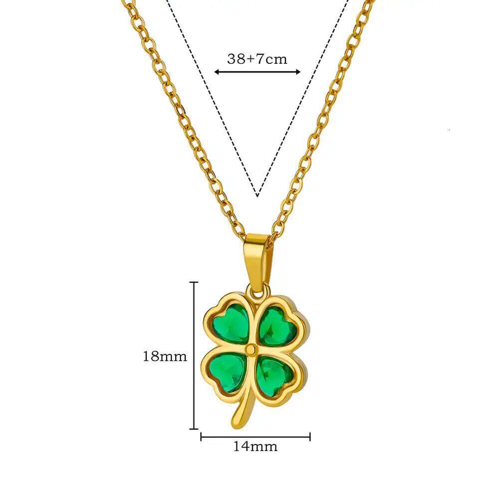 Cr Stainless Steel Necklaces For Women Green Zircon Gold Color Quality Jewelry Pendant Necklace Gift Free Shipping H260312