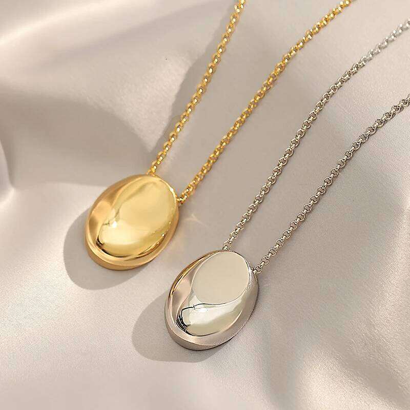European and American Oval Pendant stainless steel Gold Color Long Necklace Fashion Jewelry Accessories Sweater Chian For Womens H260312
