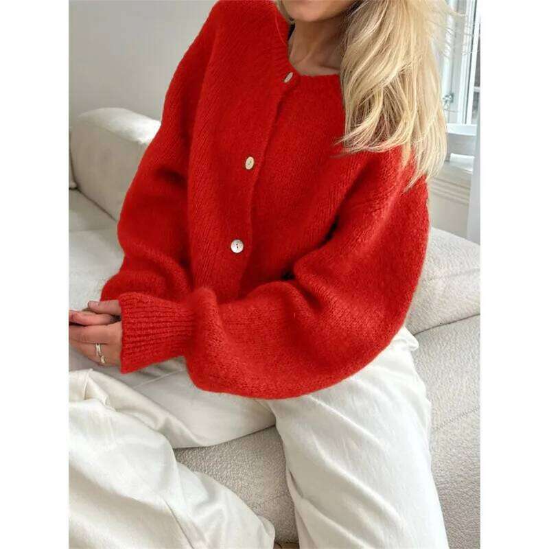Autumn Leisure O-neck Outerwear Solid Color Cardigan Fashion Long Sleeve Women's Sweater Soft Knit Tops Z260313