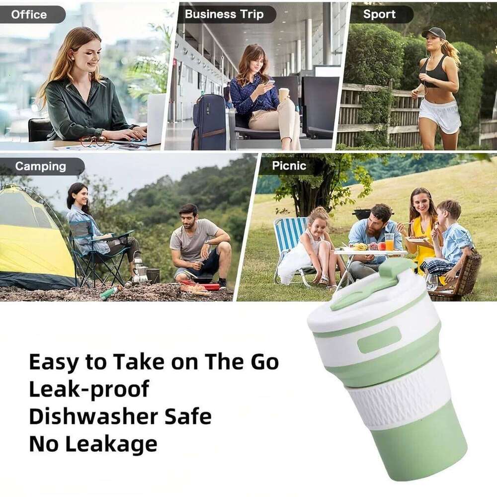 Collapsible Silicone Travel Mug Lightweight Portable Leak-proof Water Bottle, Suitable for Travel, Yoga and Other Sports. Z260313