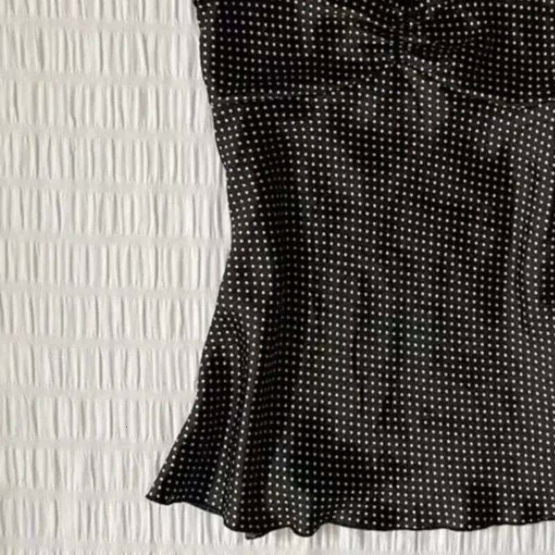 French Vintage Polka Dot Camisole Vest Women Summer Folds Sleeveless Y2k Crop Halter Tops Sweet hottie Slim Outerwear Tanks