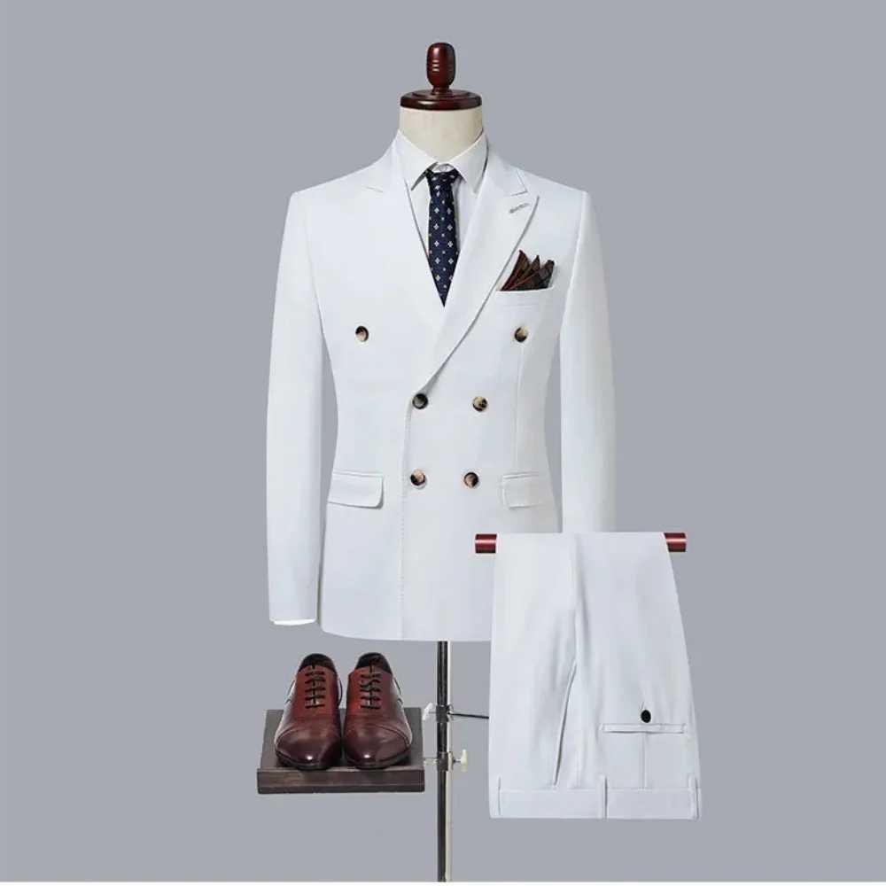 Fashion Mens casual boutique Solid color business suit jacket pants 2 suits suit dress M260313