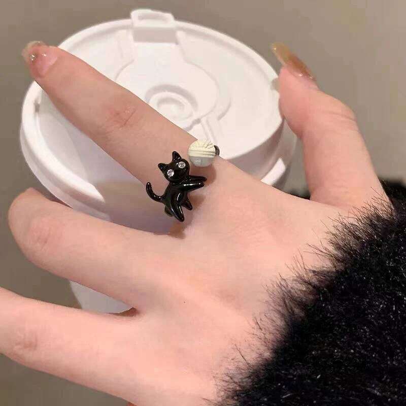 Creative Vintage Funny Cat Opening Adjustable Ring For Women Girls Fashion Cartoon Cute Rings Party Jewelry Accessories Gifts H260312